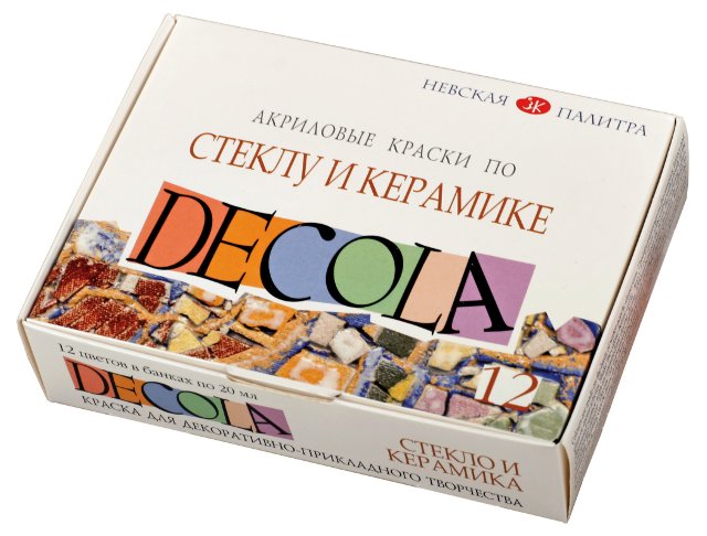 Набор красок по стеклу и керамике DECOLA (12х20мл)