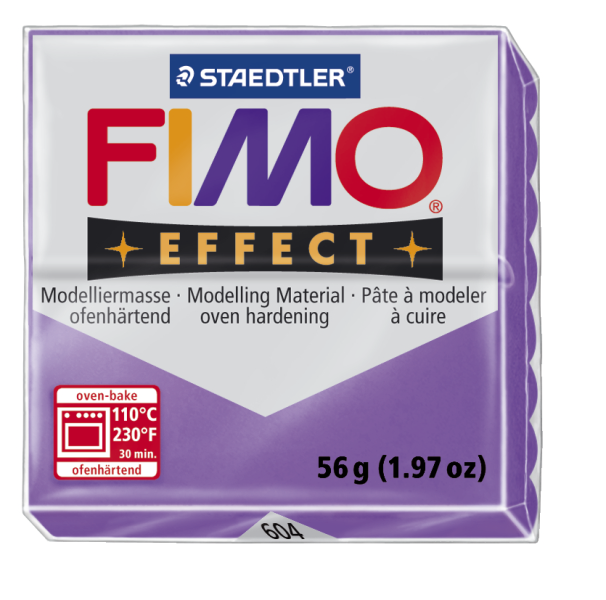 Пластика "Fimo effect", брус 56гр.Полупрозр. Фиолетовый