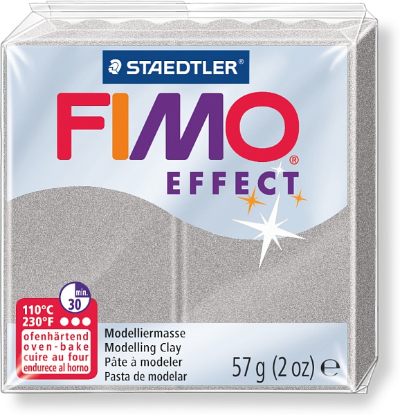 Пластика "Fimo effect", брус 57гр. Светлое серебро