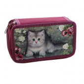 Пенал 3 секции 110 х 190 мм, ламинированный картон, "Котёнок винтаж" ПКК 12- 5