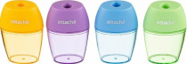Точилка Attache Bright Colours пластиковая, 1 отверстие, цветной контейнер в ассортименте