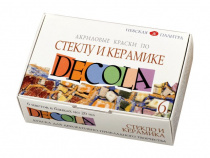 Набор акриловых красок по стеклу и керамике DECOLA (6х20мл)