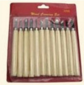 Набор резцов по дереву 12 шт. с дер. ручкой