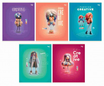 Тетрадь 60л, А5, клетка BG "Fashion creative", глянцевая ламинация