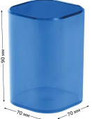Стакан подставка квадратный 90х70х70мм пластиковый, тонированный синий "Фаворит Стамм"