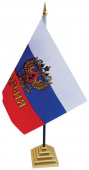 Флаг настольный "Россия" с гербом 21х14см, пластиковая подставка 5,5х5,5см, древко 30см "ArtSpace"