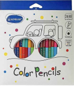Набор цветных двусторонних карандашей 24штуки,48цветов,трехгранные,D-гриф.3мм,картон.футляр ACMELIAE