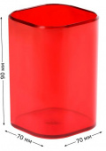 Стакан подставка квадратный 90х70х70мм пластиковый, тонированный красный "Фаворит Стамм"