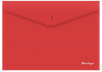 Папка-конверт на кнопке Berlingo "City Style", А4, 200мкм, непрозрачная, красная