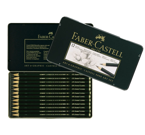 Набор чернографитовых карандашей Faber-Castell "Castell" -9000 тверд. 4B-6H металл. кор. 12 шт. Набор чернографитовых карандашей Faber-Castell "Castell" -9000 тверд. 4B-6H металл. кор. 12 шт.