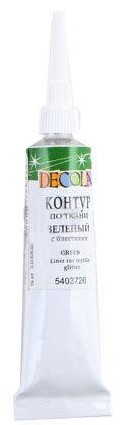 Контур по ткани Зеленый с блестками DECOLA, 18мл. Контур по ткани Зеленый с блестками DECOLA, 18мл.