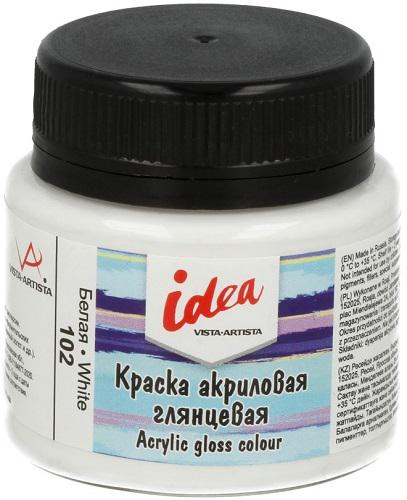 Краска акриловая глянцевая для декора 50 мл "VISTA-ARTISTA" idea IGA-50 102 Белая (White)