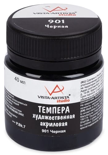 Краска темпера художественная акриловая 40 мл "VISTA-ARTISTA" VATP-40 901 чёрная Краска темпера художественная акриловая 40 мл "VISTA-ARTISTA" VATP-40 901 чёрная