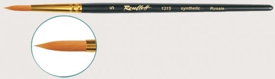 Кисть синтетика круглая № 0 серия 1315 руч.кор.чёрн.выст.кор., обойма жёлтая "Roubloff"