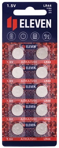 Батарейка Eleven LR44 (G13, V13GA, A76) Алкалиновая, BC10 (1 штука в упаковке 10шт.)