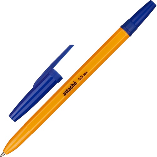 Ручка шариковая Attache Economy синяя 0,5мм, оранжевый корпус 