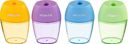 Точилка Attache Bright Colours пластиковая, 1 отверстие, цветной контейнер в ассортименте Точилка Attache Bright Colours пластиковая, 1 отверстие, цветной контейнер в ассортименте