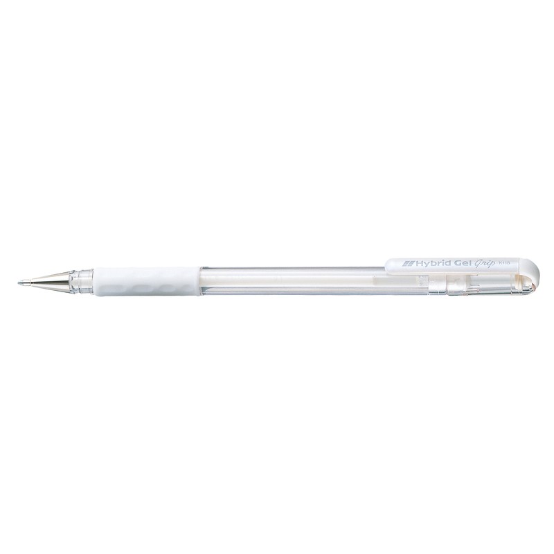 Ручка гелевая "Pentel" Hybrid gel Grip  d 0.8 мм K118-LW цвет чернил: белый, Япония