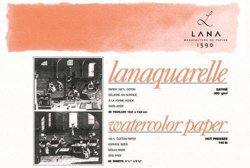 Альбом-склейка для акварели Lana "Lanaquarelle" 26х36 см 20 л 300 г., гладкая, хлопок 100%