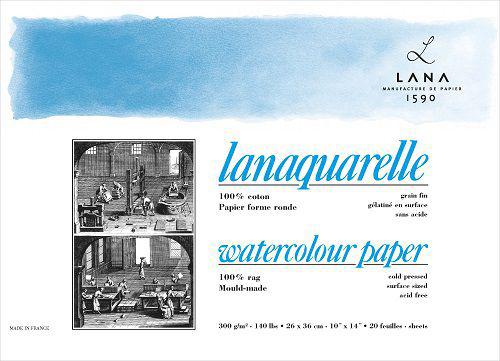 Альбом-склейка для акварели Lana "Lanaquarelle" 26х36 см 20 л 300 г., среднее зерно, хлопок 100%