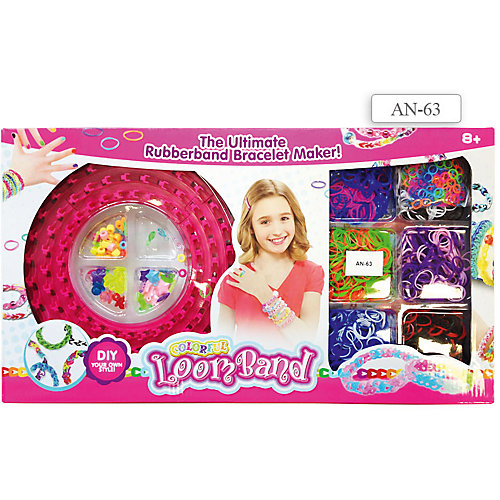 Набор цветных резиночек для детского творчества с круглым станком, 2500 резиночек