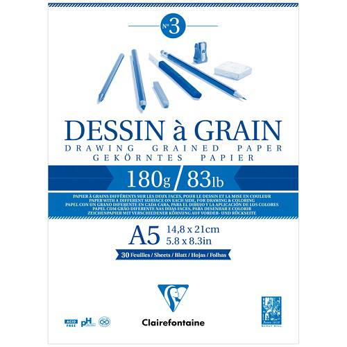 Скетчбук 30л. А5 на склейке Clairefontaine "Dessin a grain", 180 г, мелкозернистая Скетчбук 30л. А5 на склейке Clairefontaine "Dessin a grain", 180 г, мелкозернистая