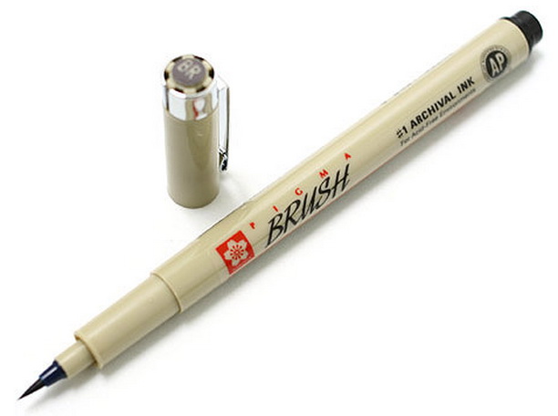 Ручка-кисточка PIGMA BRUSH, Черный цвет "Sakura" Ручка-кисточка PIGMA BRUSH, Черный цвет "Sakura"