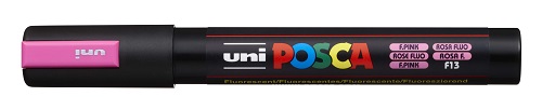 Маркер на водной основе UNI POSCA PC-5M 1,8-2,5мм овальный, № F13 Флуоресцентный розовый