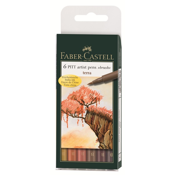 Набор ручек капиллярных Faber-Castell РITT Terra 6 цв земляные оттенки Набор ручек капиллярных Faber-Castell РITT Terra 6 цв земляные оттенки