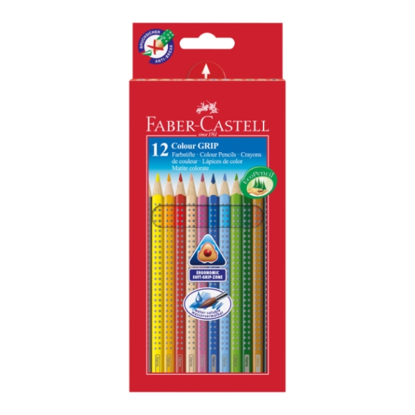 Набор акварельных детских карандашей GRIP 2001, в карт.кор., 12 шт. "Faber-Castell"