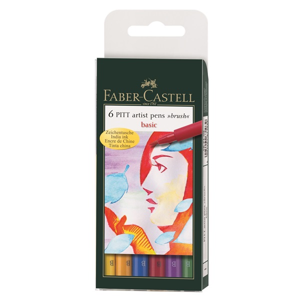 Набор ручки-кисти капилл. професс. Faber-Castell "PITT ARTIST PEN",6 шт., Основные цв.