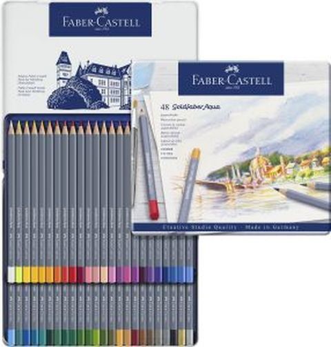 Набор акварельных карандашей Goldfaber Aqua, в металлической коробке, 48 шт "Faber-Castell"