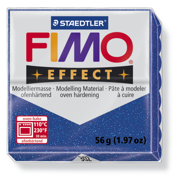 Пластика "Fimo effect", брус 56гр.Глиттер Синий