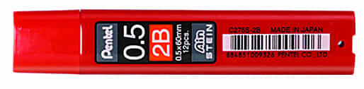 Грифели для карандашей автоматических "Pentel" Ain Stein   0.5 мм  12 грифелей  в тубе 2B, Япония