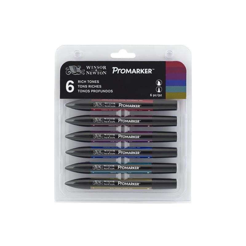 Набор художественных маркеров Promarker, "Winsor&Newton", 6 цветов, насыщенные оттенки