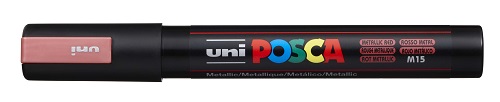 Маркер на водной основе UNI POSCA PC-5M 1,8-2,5мм овальный, № M15 Металлик красный