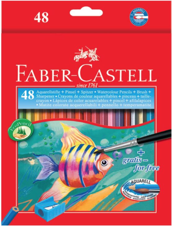 Набор акварельных детских карандашей COLOUR PENCILS с кисточкой, в карт.кор., 48 шт. "Faber-Castell" Набор акварельных детских карандашей COLOUR PENCILS с кисточкой, в карт.кор., 48 шт. "Faber-Castell"