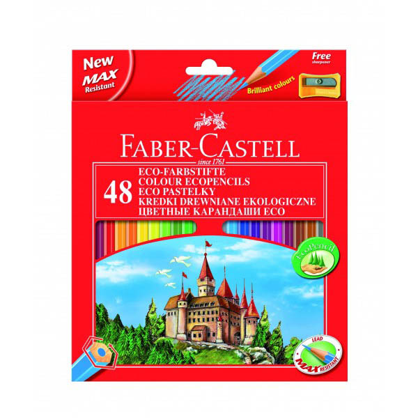 Набор цветных карандашей Faber-Castell ECO ЗАМОК с точилкой карт. кор. 48 шт. Набор цветных карандашей Faber-Castell ECO ЗАМОК с точилкой карт. кор. 48 шт.