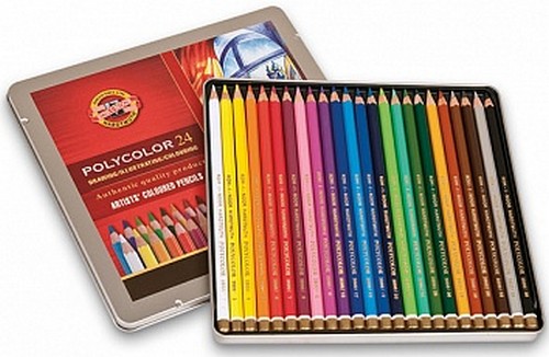 Набор высококачст.худ.цветных карандашей "Polycolor" 24цв., в жести Koh-i-noor 3824