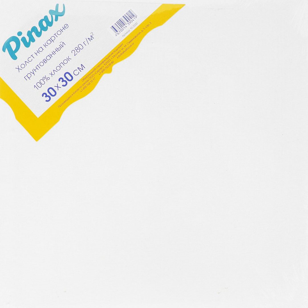 Холст грунтованный на картоне Pinax хлопок 100% плотн. 280 гр. 30х30см.