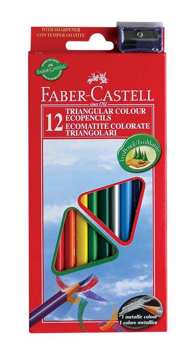 Набор цветных карандашей Faber-Castell "ECO", трехгр.12 цв.+точилка карт. уп. Набор цветных карандашей Faber-Castell "ECO", трехгр.12 цв.+точилка карт. уп.