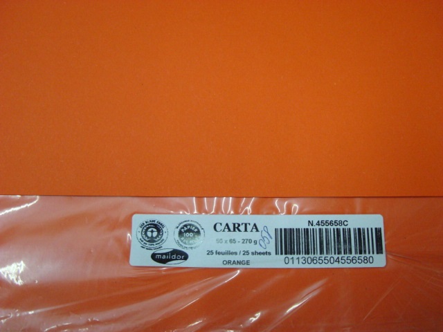 Картон "Cartador" 50x65 270г/м. Оранжевый Картон "Cartador" 50x65 270г/м. Оранжевый