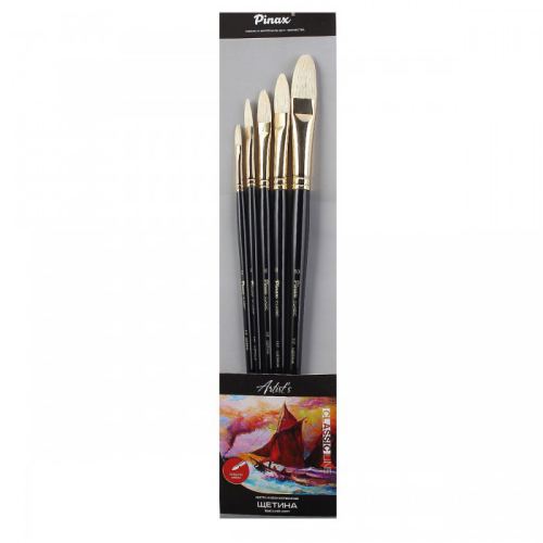 Набор кистей Щетина Pinax "Artists Classic Line" 5 шт овальные (№2, 4, 6, 8 и 10)