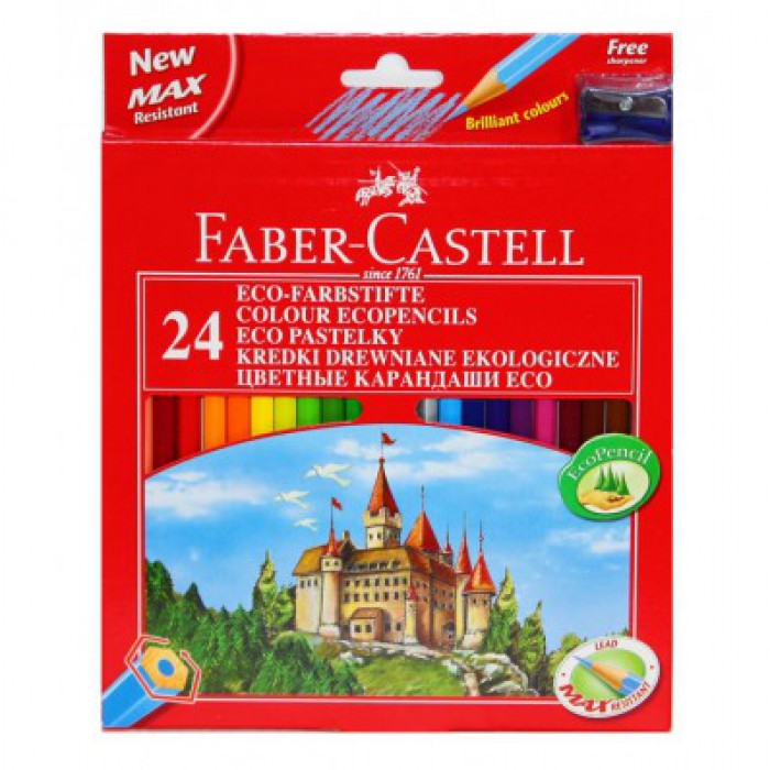 Набор цветных карандашей Faber-Castell ECO ЗАМОК с точилкой карт. кор. 24 шт. Набор цветных карандашей Faber-Castell ECO ЗАМОК с точилкой карт. кор. 24 шт.