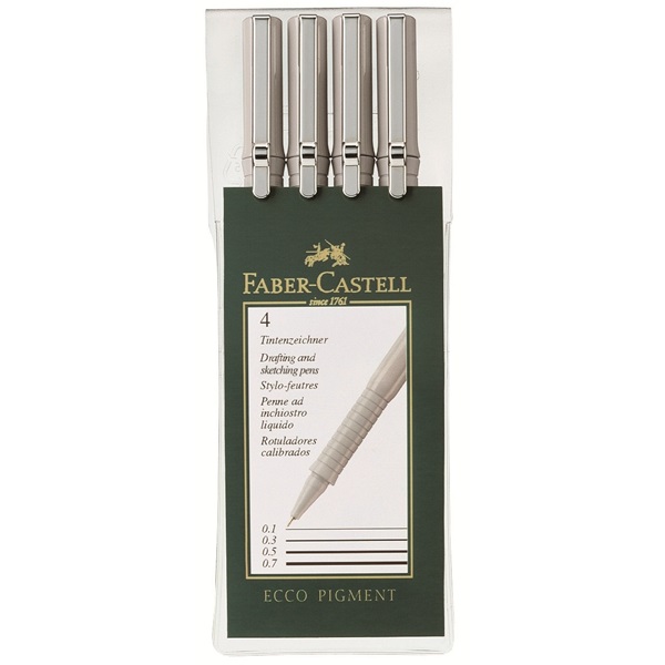 Набор ручек капиллярная Faber-Castell ECCO PIGMENT для черчен , 0,1, 0,3, 0,5, 0,7мм, 4 шт Набор ручек капиллярная Faber-Castell ECCO PIGMENT для черчен , 0,1, 0,3, 0,5, 0,7мм, 4 шт