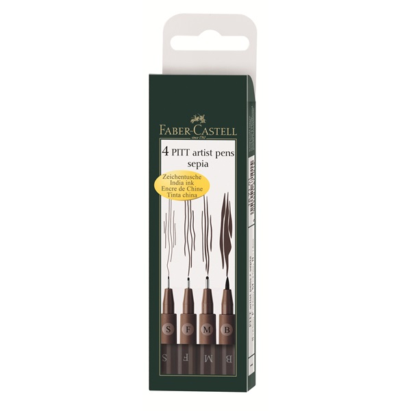 Набор ручек капилл. професс. Faber-Castell РITT ARTIST PEN 4 шт сепия Набор ручек капилл. професс. Faber-Castell РITT ARTIST PEN 4 шт сепия