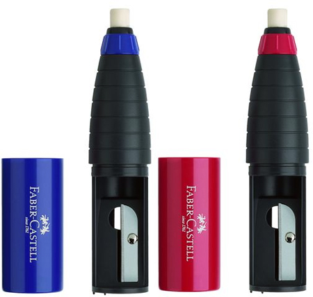 Точилка со встроенным ластиком Faber-Castell, корпус-пластик, синий/красный Точилка со встроенным ластиком Faber-Castell, корпус-пластик, синий/красный