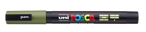 Маркер на водной основе UNI POSCA PC-3М 0,9-1,3мм овальный, №  7 Хаки