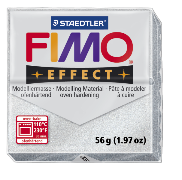 Пластика "Fimo effect", брус 56гр.Металлик Серебро