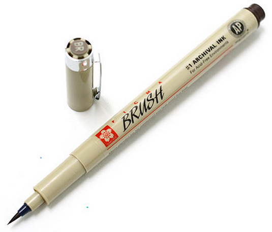 Ручка-кисточка PIGMA BRUSH, Сепия темный цвет "Sakura" Ручка-кисточка PIGMA BRUSH, Сепия темный цвет "Sakura"